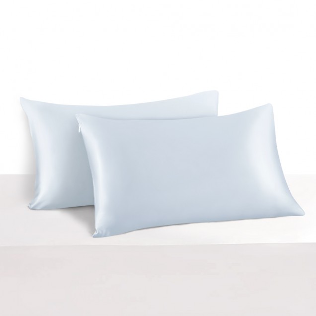 Alice Blue 22 Momme Mulberry Zipper Silk Pillowcase UK for Sale