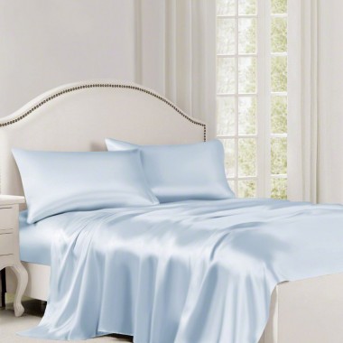 Baby Blue 22 Momme Mulberry Silk Flat Sheet UK for Sale