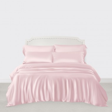 Baby Pink 3 PCS 22 Momme Mulberry Silk Duvet Cover Set UK for Sale