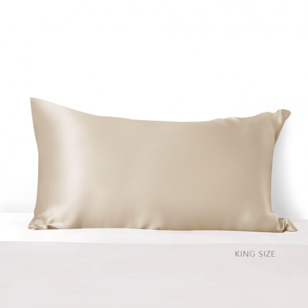 Beige 22 Momme Mulberry Zipper Silk Pillowcase UK for Sale