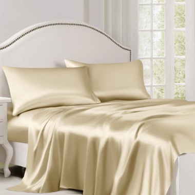 Champagne 22 Momme Mulberry Silk Flat Sheet UK for Sale