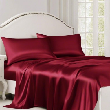 Claret 22 Momme Mulberry Silk Flat Sheet UK for Sale