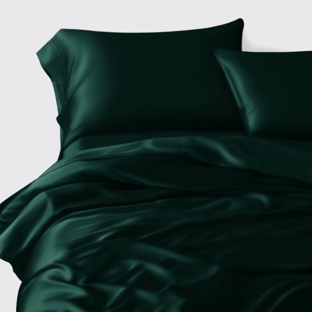 Dark Green 22 Momme Mulberry Silk Duvet Cover UK for Sale