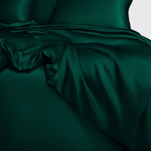 Dark Green 22 Momme Mulberry Silk Duvet Cover UK for Sale