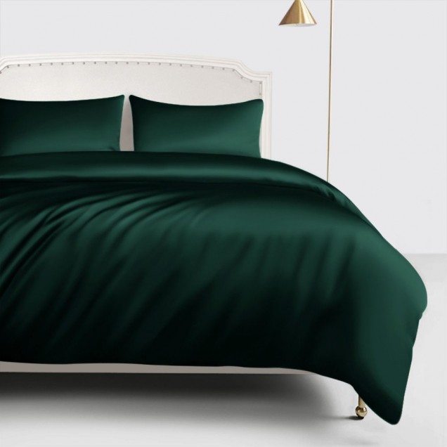 Dark Green 22 Momme Mulberry Silk Duvet Cover UK for Sale