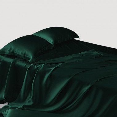 Dark Green 22 Momme Mulberry Silk Sheet Set UK for Sale