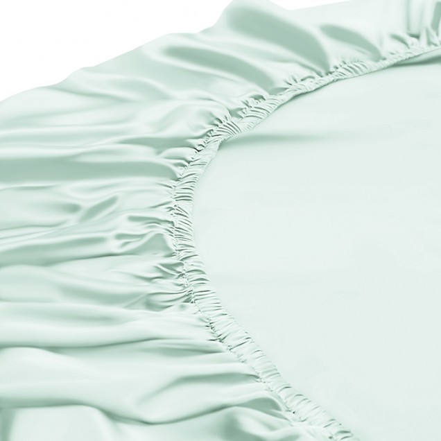 Light Cyan 22 Momme Mulberry Silk Fitted Sheet UK for Sale