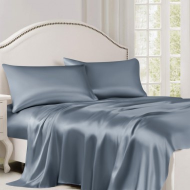 Misty Blue 22 Momme Mulberry Silk Flat Sheet UK for Sale