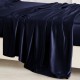 Navy 22 Momme Mulberry Silk Flat Sheet UK for Sale