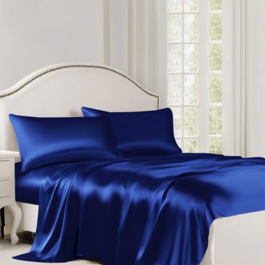 Royal Blue 22 Momme Mulberry Silk Flat Sheet UK for Sale