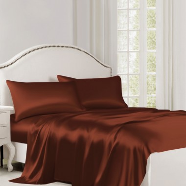 Rust Red 22 Momme Mulberry Silk Flat Sheet UK for Sale