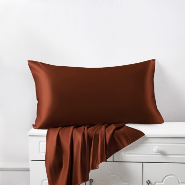 Rust Red 22 Momme Mulberry Zipper Silk Pillowcase UK for Sale