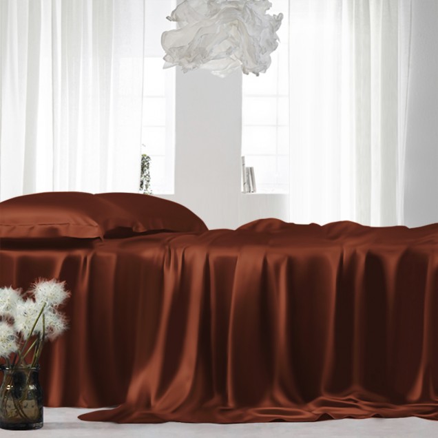 Rust Red 22 Momme Mulberry Silk Sheet Set UK for Sale