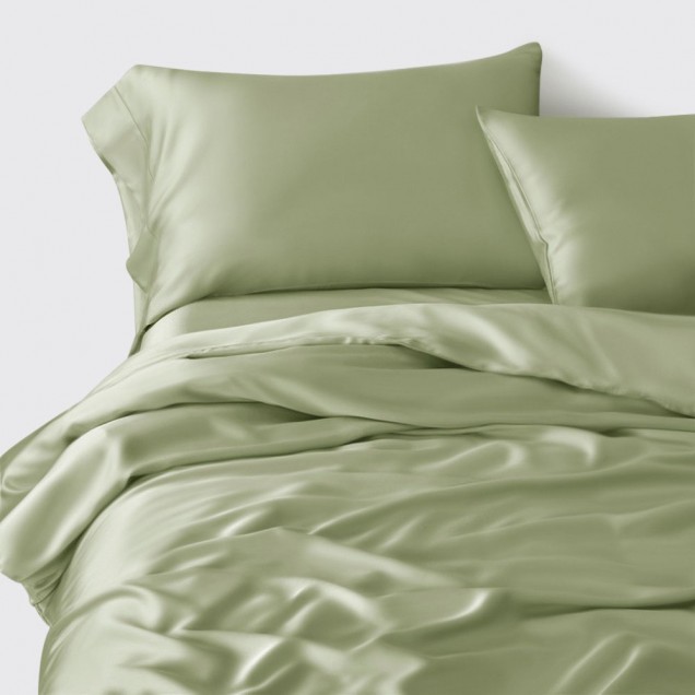 Sage Green 22 Momme Mulberry Silk Duvet Cover UK for Sale