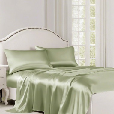 Sage Green 22 Momme Mulberry Silk Flat Sheet UK for Sale