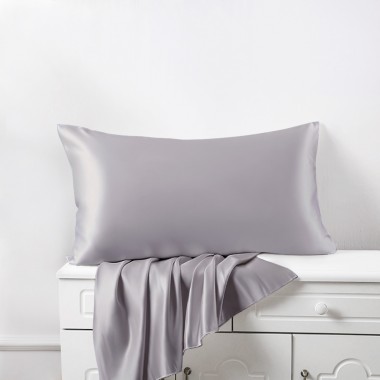 Silver 22 Momme Mulberry Zipper Silk Pillowcase UK for Sale