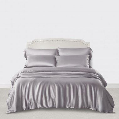 Silver 3 PCS 22 Momme Mulberry Silk Duvet Cover Set UK for Sale